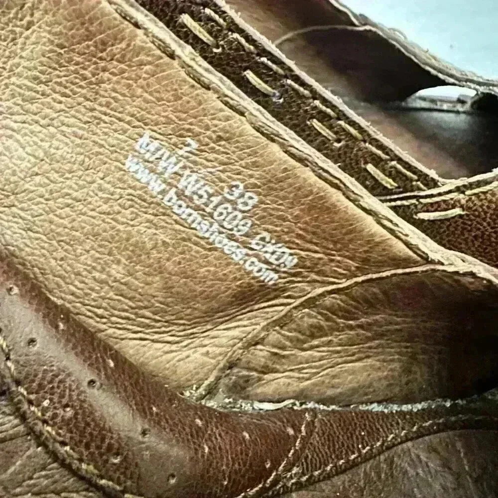 Born Brown Leather Closed Toe Slingback Heels Pumps Shoes Womens Sz 7 - Picture 4 of 7